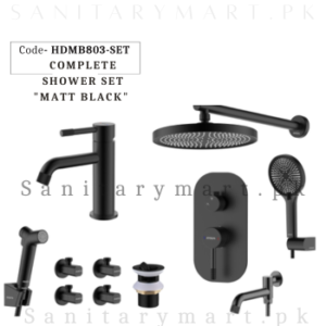 Porta Concealed Complete Bath MATT BLACK SET Code HDMB803-SET