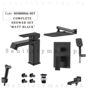 Porta Concealed Complete Bath MATT BLACK SET Code HDMB806-SET