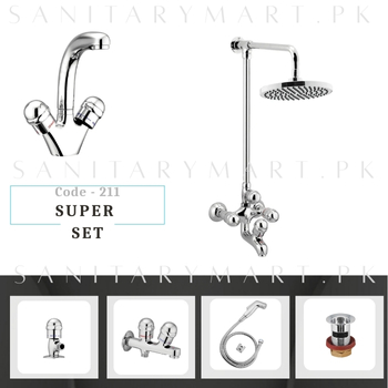 Idrees Sanitary Complete Bath Set SUPER SET 4-KNOBS Code 211
