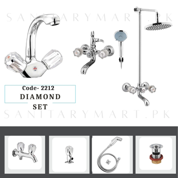 Idrees Sanitary Complete Bath Set DIAMOND SET 2-KNOBS Code 2212