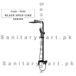 Faisal Sanitary Black Gold Line Wall Shower With Hand Shower code 9102