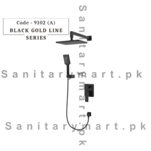 Faisal Sanitary Black Gold Line Concealed Shower Mixer With Hand Shower code 9102 (A)